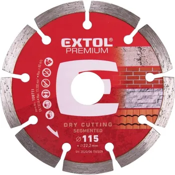 Řezný kotouč Kotouč diamantový řezný segmentový-suché řezání, Ø115x22,2x2mm EXTOL PREMIUM