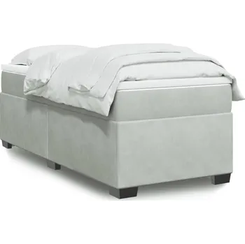 Postel vidaXL Box spring postel s matrací 100x200 cm samet [3285268] Barva: světle šedá