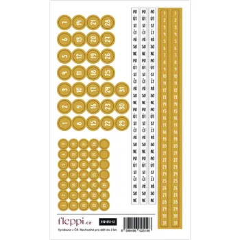 samolepka Fleppi Color coding kolekce | zlatá – čísla