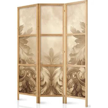 Paraván Japonský paraván - Kamenné barokní ozdoby ve světlých odstínech zlato-hnědé Velikost: 135x172 cm