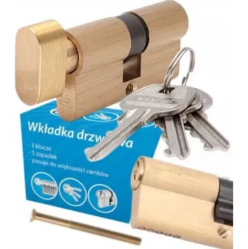Vložka do dveří VLOŽKA DO ZÁMKU S KNOFLÍKEM BUBÍNOVÁ VLOŽKA DVEŘNÍ 40/40G MOSAZ 3 KLÍČE