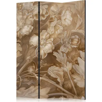 Paraván Paraván - vyřezávané květinové ozdoby v jemných sépiových a hnědých tónech Velikost: 135x172 cm, Provedení: Jednostranný