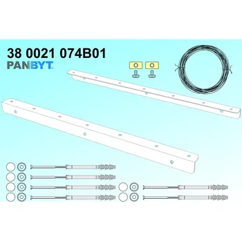 Sušák na prádlo Držáky prádelní šňůry 74 cm komplet B bílá (Sedm natažených šňůr. Stěna bez zateplení.)