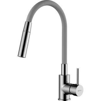 Vodovodní baterie Dřezová stojánková baterie S-Line Pro se silikonovým ramínkem šedá/chrom SIKOBSLPRO290S2F