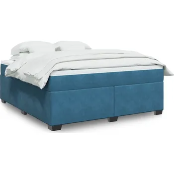 Postel vidaXL Box spring postel s matrací 180x200 cm samet [3285304] Barva: Modrá
