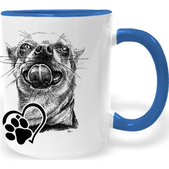 Hrnek - Čivava s jazykem Barva: Modrá