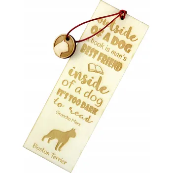 Doplněk ke knize Boston Terrier gravírovaná záložka do knihy se psem, jméno psa