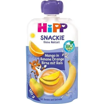 HiPP BIO Kapsička Snackie hruška, pomeranč, mango, banán a rýže