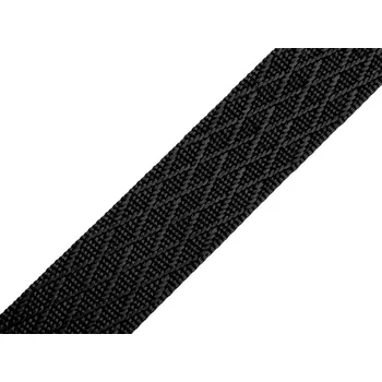 Galanterie Oboustranný popruh lesklý šíře 38 mm, barva 5 černá