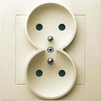 Elektrická zásuvka AS Dvojitá zásuvka s uzemněním a clonkami ECRU - GP-2GZP/27