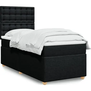 Postel vidaXL Box spring postel s matrací 90x200 cm textil [3293477] Barva: Černá