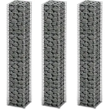 gabiony vidaXL Sada gabionů 3 ks pozinkovaný drát 25 x 25 x 150 cm [141046]