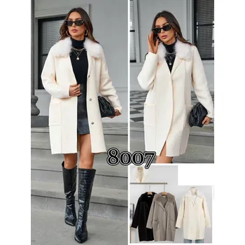 Dámský svetr Kardigan s kožešinou 8007 Itálie barva: bílá-smetanová, velikost: S/M