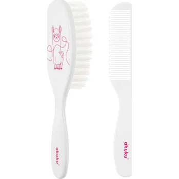 Hračka pro nejmenší Akuku Hřeben a kartáč na vlasy pro miminka Lama