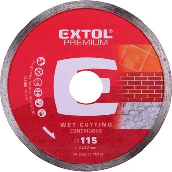Řezný kotouč Kotouč diamantový řezný celoobvodový, 115x22,2mm, EXTOL PREMIUM