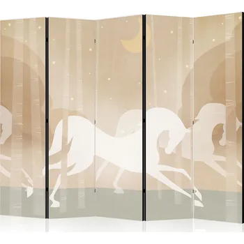 Paraván Paraván - Měsíční koně - Koně cválající mezi stromy za hvězdné noci Velikost: 225x172 cm, Provedení: Jednostranný