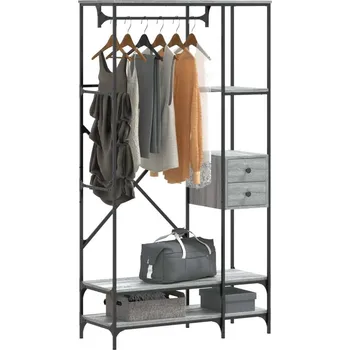 Věšák vidaXL Stojan na oblečení s policemi kompozitní dřevo [847861] Barva: šedá sonoma