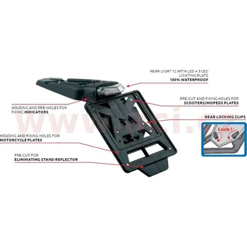 LED světlo zadní UNI včetně držáku RZ (60°) INTEGRA, RTECH (černé) R-PTLED0NR012