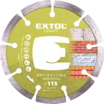 Řezný kotouč Kotouč diamantový řezný segmentový, 115x22,2mm, suché řezání, EXTOL CRAFT