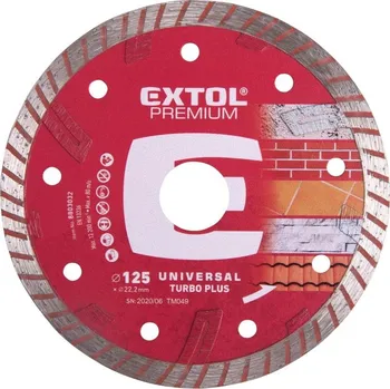 Řezný kotouč Kotouč diamantový řezný turbo plus, 125x22,2mm, EXTOL PREMIUM