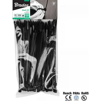 Organizace kabelů BRADAS Stahovací pásky na vodiče 4.8x250mm 100 ks UV BLACK