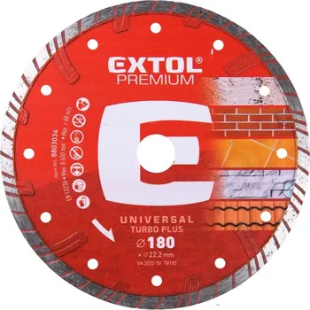 Řezný kotouč Kotouč diamantový řezný turbo plus, 180x22,2mm, EXTOL PREMIUM
