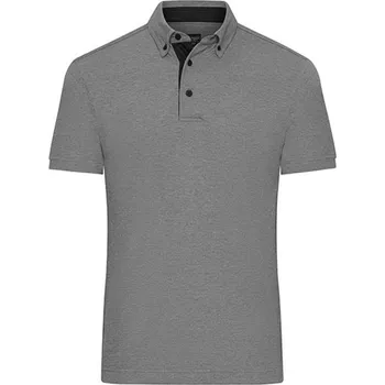 Pánské tričko James&Nicholson Pánská polokošile JN964 Light Melange-Black 3XL