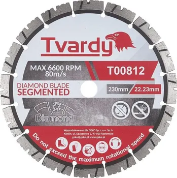 Řezný kotouč Kotouč diamantový řezný, segmentový 230x12x22,23mm na dlaždice a kámen TVARDY