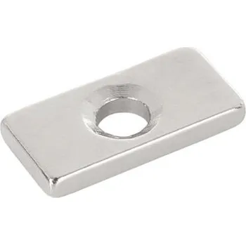 Magnet neodymový s montážním otvorem 20x10x3mm, plochý 2ks GEKO