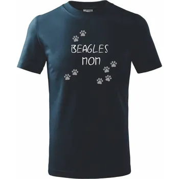 Chlapecké tričko Beagles mom (Bígl) (Reflexní tlapky) - Tričko dětské bavlněné - 134 cm/8 let ( Námořní modrá (velmi tmavá - téměř černá) )