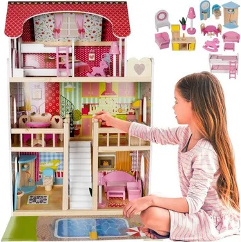 Dřevěný domeček pro panenky s bazénem