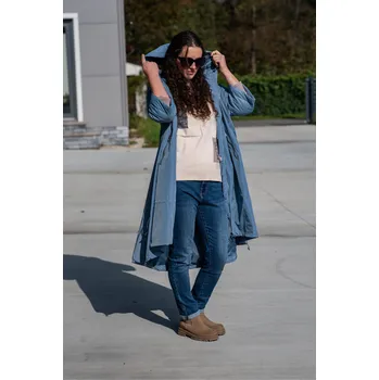 Dámský kabát Kabátek oversize 2122 Fly Itálie barva: modrá džínová, velikost: S