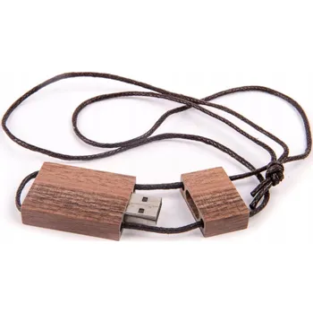 USB flash disk USB flash disk MemoRabbit Dřevěný USB flash disk s provázkem, ořech + Gravírování do 512 MB, USB 2.0, hnědý