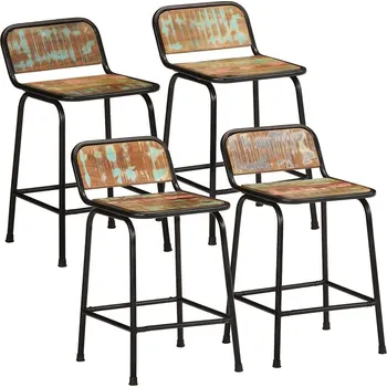vidaXL Barové stoličky 4 ks 46x35,5x70 cm Masivní dřevo Rekultivované [4013537]