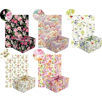 Balící papír Balicí papír Neutral Flowers, v mixu barev 70g 200x70 cm