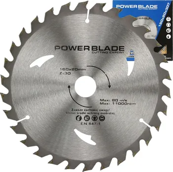 Pilový kotouč MAR-POL Kotouč pilový s SK plátky (vidiový), 160x30Tx20mm POWER BLADE