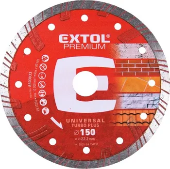 Řezný kotouč Kotouč diamantový řezný turbo plus, 150x22,2mm, EXTOL PREMIUM