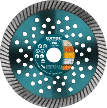 Řezný kotouč Kotouč diamantový řezný turbo Fast Cut, 150x22,2mm, suché i mokré řezání, EXTOL INDUSTRIAL