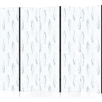 Paraván Paraván - Delicate Blue Fish - Mozaikové ryby v jemných modrých barevných odstínech s klenutým vzorem v pozadí Velikost: 225x172 cm, Provedení: Jednostranný