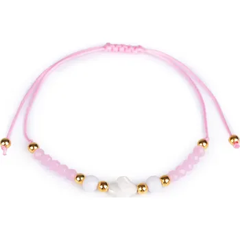 Náramek Náramek shamballa s perletí a broušenými korálky, malé, 2 růžová sv.