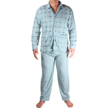 Pánské pyžamo František propínací pánské froté pyžamo 4F-785-12 světle zelená XXXL