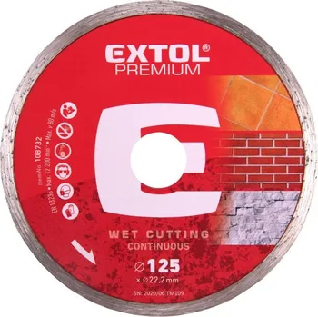 Řezný kotouč Kotouč diamantový řezný celoobvodový, 125x22,2mm, EXTOL PREMIUM