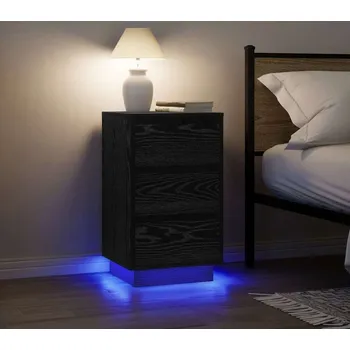 Ložnice vidaXL Noční skříňka s LED světly 38x34x65 cm [861302] Barva: Černá