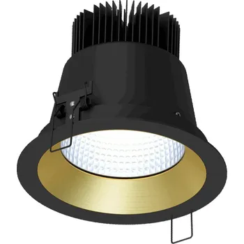 Illuxtron Výkonné zabudované svítidlo ve tvaru kruhu Strada 150 LV-HE Teplota chromatičnosti / Stmívání: 3000 Kelvinů / Stmívatelné DALI, Barva vnější / barva vnitřní: Černá / Zlatá, Úhel vyzařování: 65° 85N50371RV02