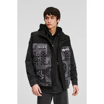 Pánská vesta VESTA KARL LAGERFELD JEANS KLJ BLOCKED PUFFER VEST AOP BANDANA BLACK
