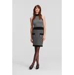 SUKNĚ KARL LAGERFELD BOUCLE KNIT SKIRT BLACK/SILVER