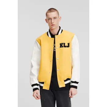 Pánská casual bunda BUNDA KARL LAGERFELD JEANS KLJ BASEBALL JACKET MELLOW YELLOW/ WHITE