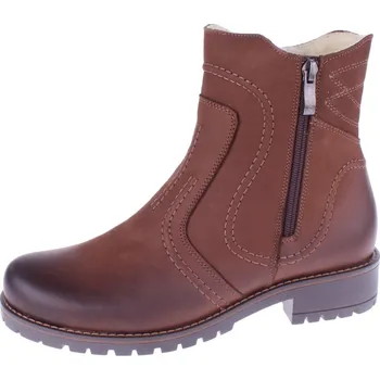 Dámské kozačky OBUV JANA ČR Boty JANA 315 hnědé dámské kožené zimní polokozačky Velikost: 41