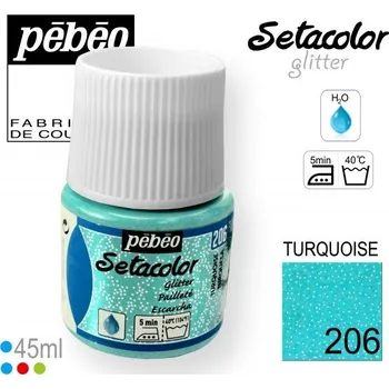 Speciální výtvarná barva Barva na Textil SETACOLOR Glitter Pebeo. barva č. 206 TURQUOISE. Balení 45ml.