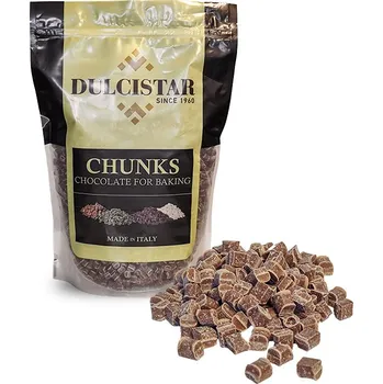 Čokoláda Čokoládové Chunks kostky mléčné 27 % i na pečení, Dulcistar 2 kg/sáček